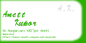 anett kupor business card